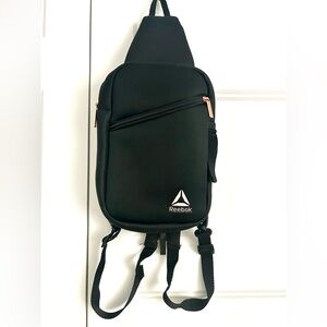 Reebok Black Sling Bag with Rose Gold logo and Accents